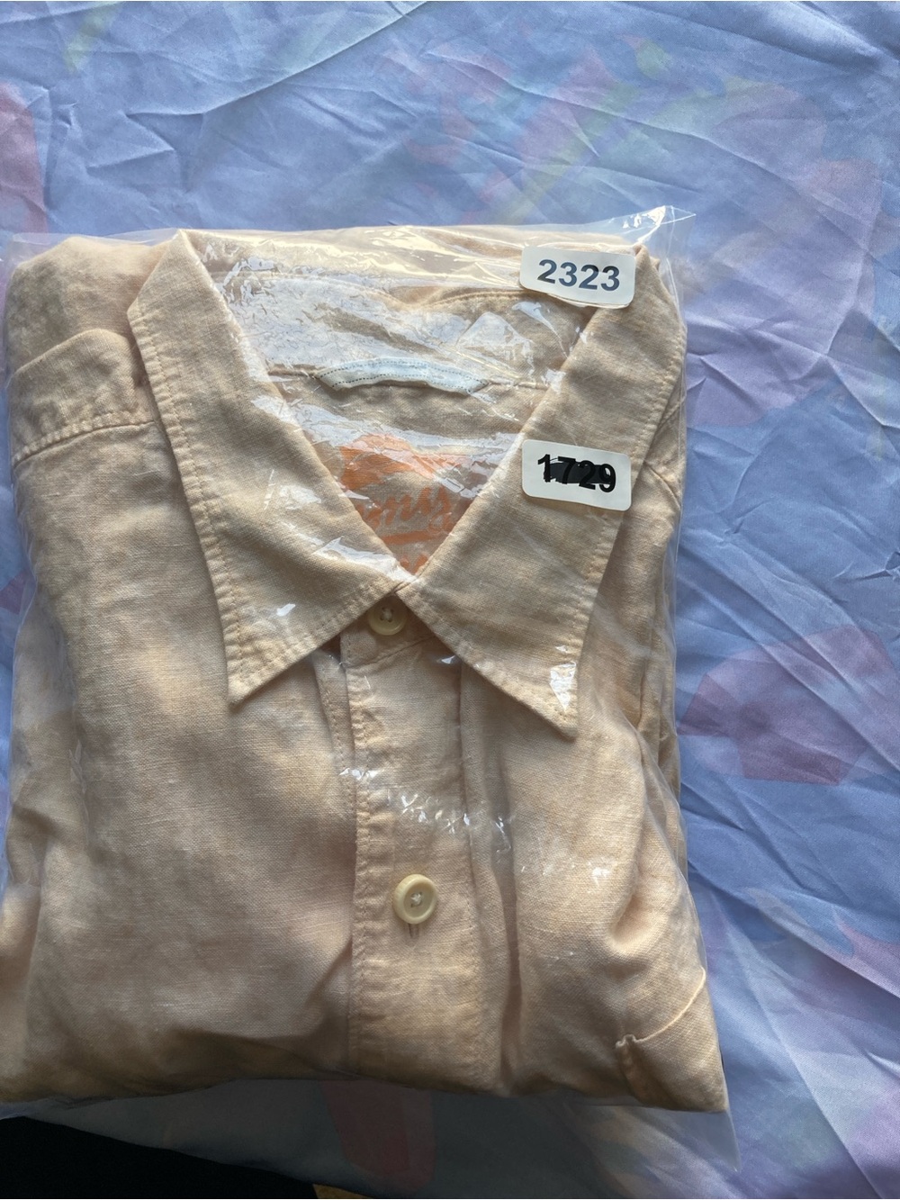 100% Linen Tommy Bahama Men's Button-Down Linen Shirt - Peach - Picture 13 of 13